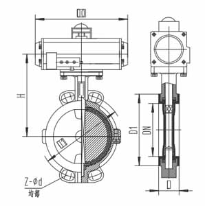 氣動(dòng)襯氟對夾蝶閥(圖1)